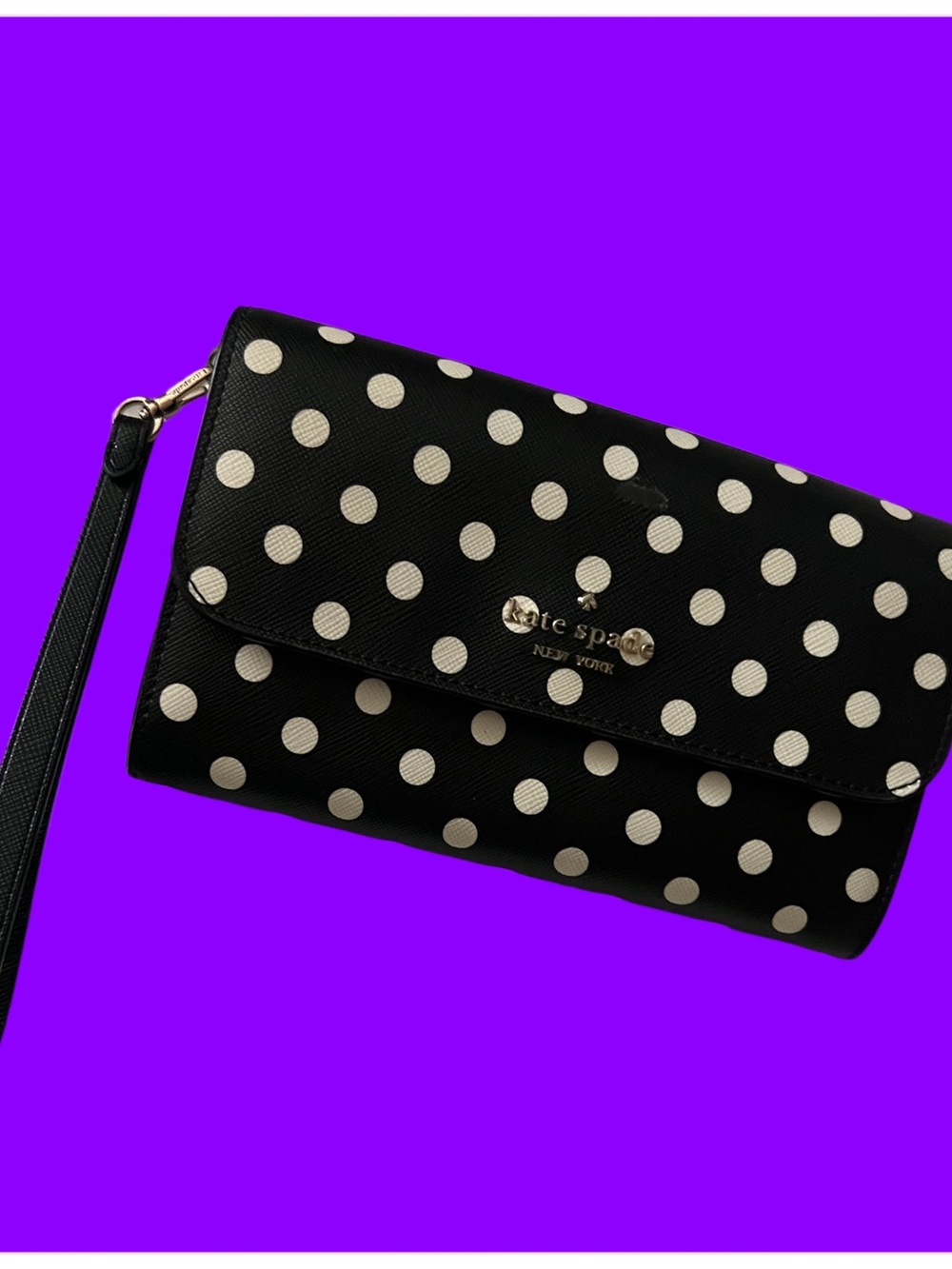 kate spade Black and White Polka Dot Wristlet Clutch
